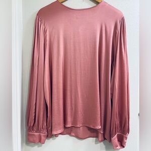 NWT Primark Edit Dusty Rose Long Silk Sleeve Top Size 14